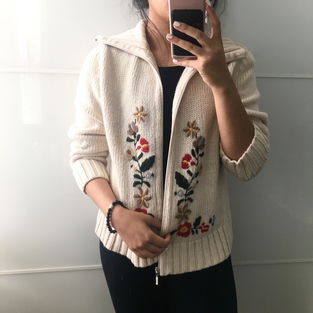 Cream Floral Sweater